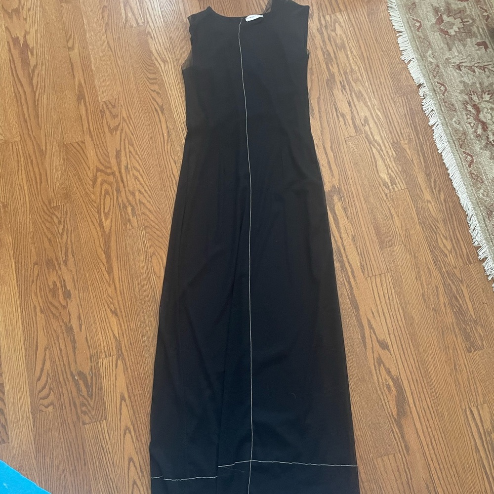 Black Maxi Dress with White Trim